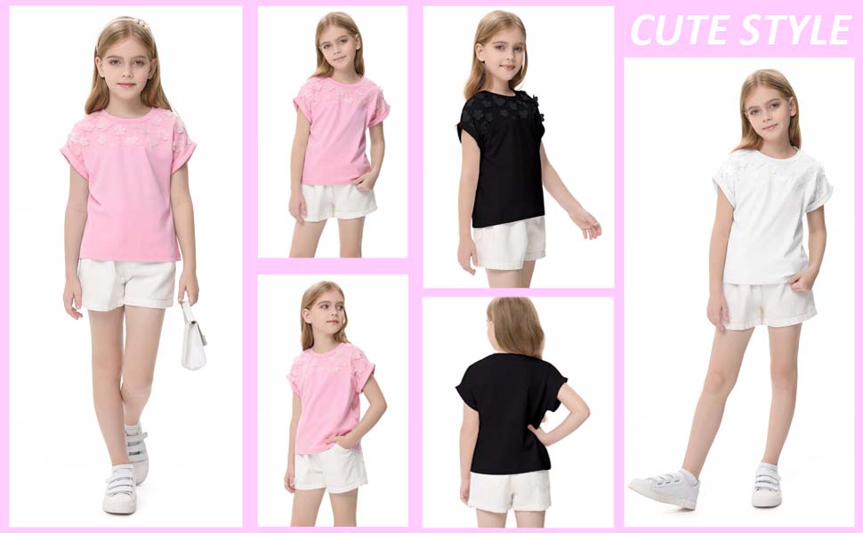 girls roll up short sleeve blouse