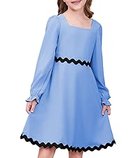 blibean tween girl fall long sleeve dress size 6 7 8 9 10 11 12 13 14 15 years old