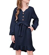 blibean tween girl fall long sleeve dress size 6 7 8 9 10 11 12 13 14 15 year old