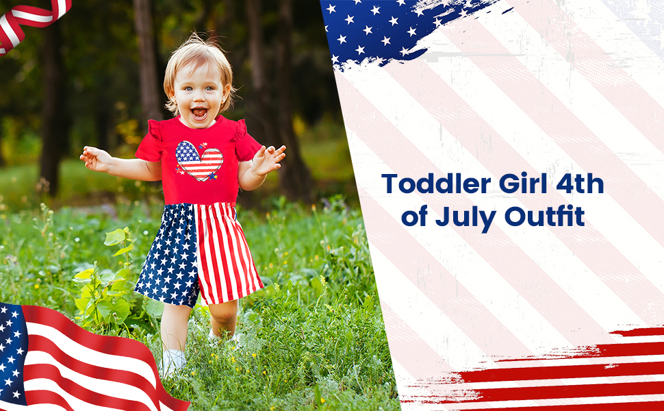 Toddler 4th Of July Outfit Girl  Cute Ruffle Red Top Star Stripe Shorts Patriot Set