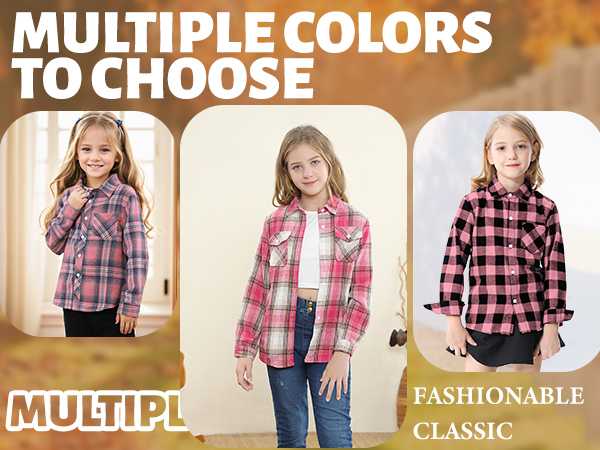 girls button down shirt kids plaid shirts long sleeve shirts for girls