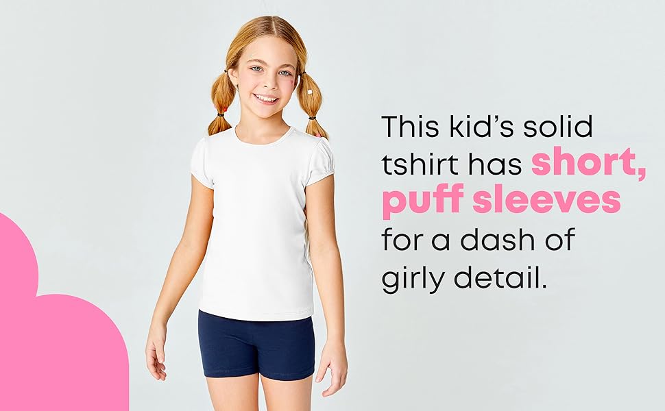 solid girls puff short sleeve tshirt