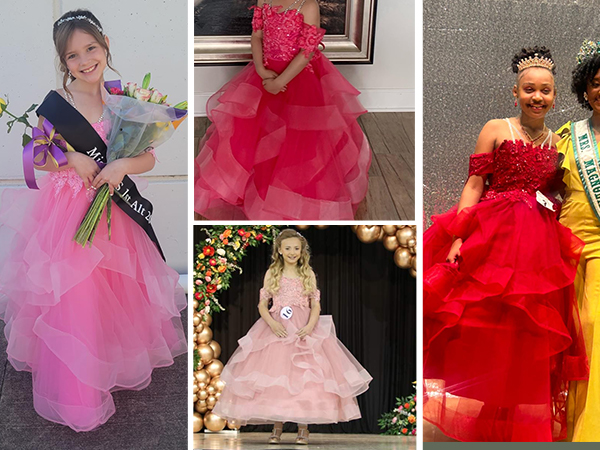 Girls Long Pageant Dress Ball Gown Flower Girl Dresses Ruffles Tulle Princess Pageant Prom Dress