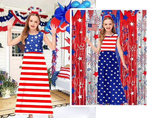 usa flag dress girls fourth of july dresses