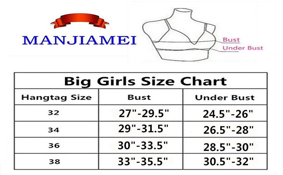 Manjiamei size chart