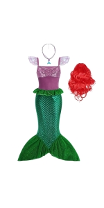 Girls Ariel Dress Toddler Little Mermaid Costume Princess Dress Up Halloween Birthday Party Outfit