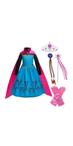 Princess Anna Dress for Girls Frozen Costume Halloween Cosplay Anna Dress Up Birthday Party Outfits