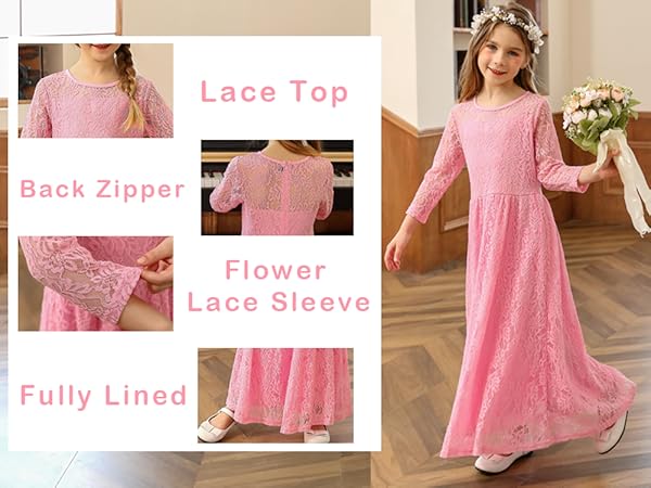 girls lace dress for Wedding Pageant