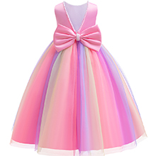 Elegant Rainbow Tulle Party Dress for Toddler Girls