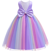 Elegant Rainbow Tulle Party Dress for Toddler Girls