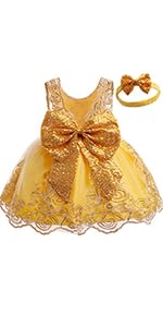 Elegant Yellow Party Dress For Baby and Toddler Girls