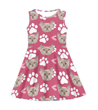 cute cat print girls tank dress