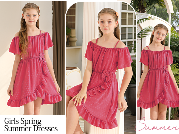 girls rose red dress