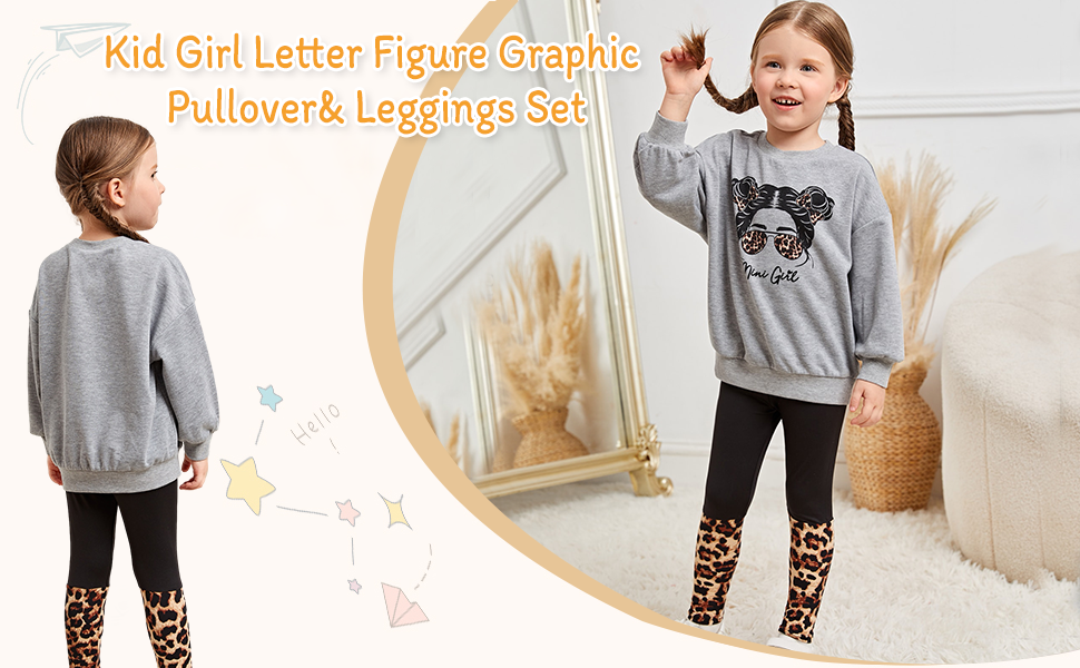 Kids Graphic Sweatshirts Top and Pants