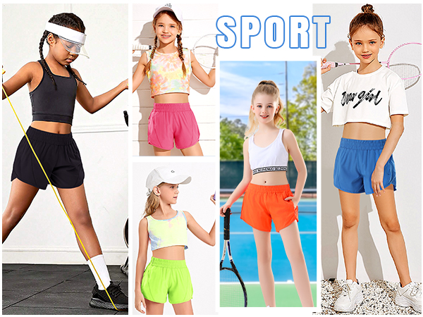 Girls Running Shorts Athletic 