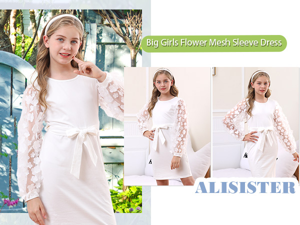 girl 7-14T puff sleeve dress