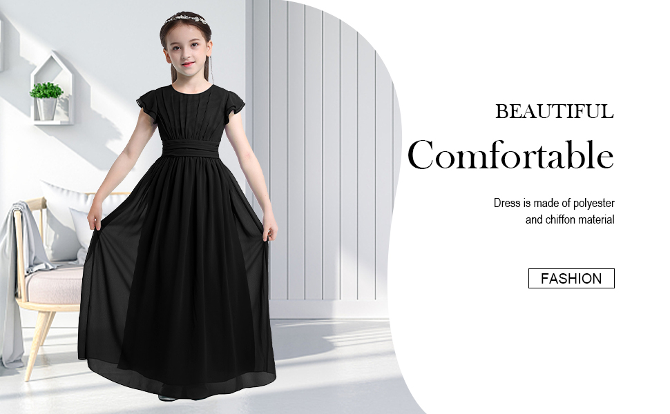 Dress is made of polyester and chiffon material, breathable, skin-friendly, hand wash, dry cleaning