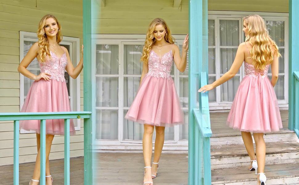 Tulle Homecoming Dresses for Teens 2023 Short Prom Dresses Lace Mini Dress Beaded Cocktail Dresses