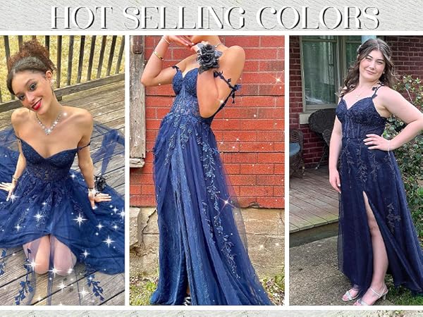 Navy Blue Prom Dresses 2024 Long Ball Gowns for Women Formal Corset Split Wedding Party Gowns