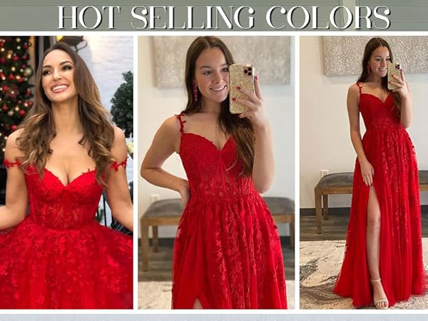 Red Prom Dresses for Women 2024 Girls Special Occasion Dresses Elegant Wedding Party Gowns with Slit