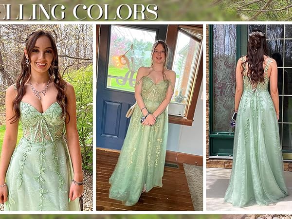 Lace Appliques Sage Green Prom Dresses Long Off Shoulder Tulle Split Formal Evening Party Gowns 2024