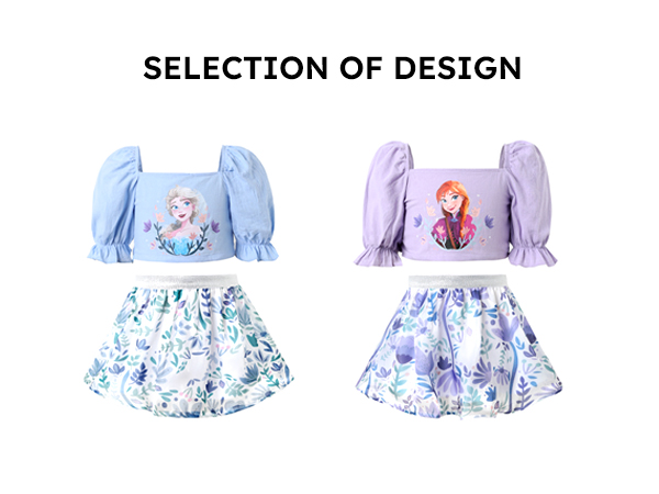 Disney Frozen Toddler Girls Dress Set, Elsa Anna Lantern Sleeve Flower Outfits 2Pcs 2-6 Years