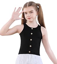 B&amp;amp;GCozy Girls Crop Tops Cute Button Shirt Sleevelss Yoga Dance 6-15 Year