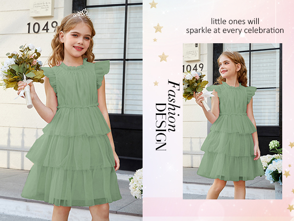 This girls summer party elegant dress have four colors choice