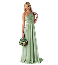 One Shoulder Lace Formal Dresses Long For Women A-Line Chiffon Bridesmaid Dress 