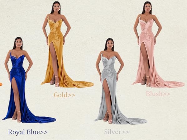 satin mermaid prom dresses