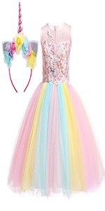 Girls Rainbow Unicorn Dress