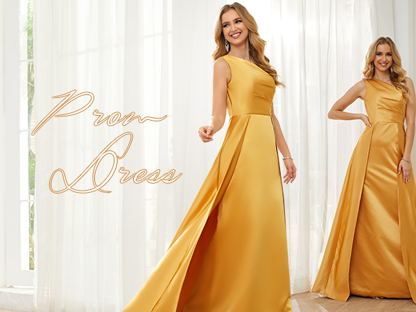 Simple Designed Satin Long Prom Dresses for Women 2024 Floor Length A Line