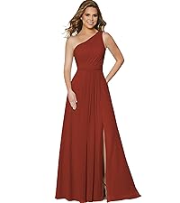 one shoulder chiffon bridesmaid dresses long for women split formal dress