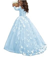 Buttertly Tulle Flower Girl Dress Long