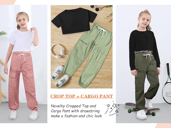 girls cargo pant set