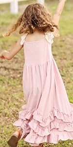 girls maxi 3 layer ruffles pin dress