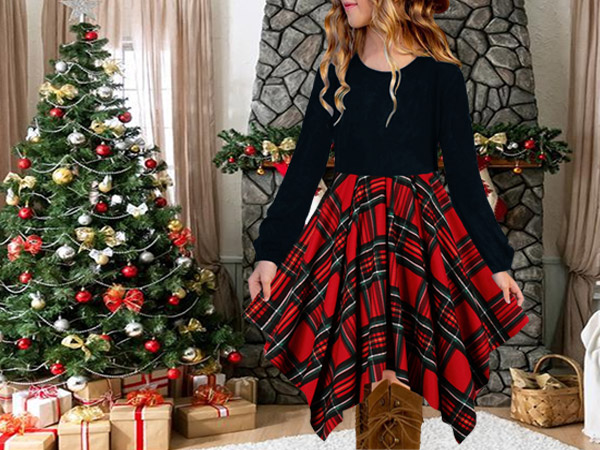 Girls Buffalo Check Plaid Dress