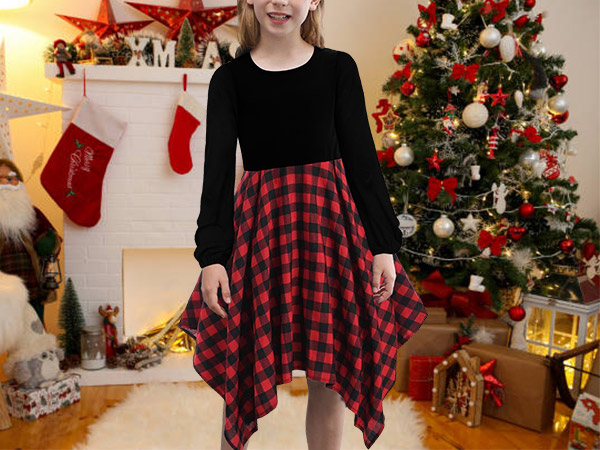 Girls Buffalo Check Plaid Dress