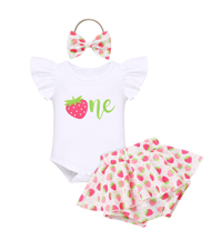 Strawberry Birthday Outfit Baby Girl