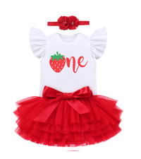 Berry One Birthday Outfit Strawberry Birthday Dress