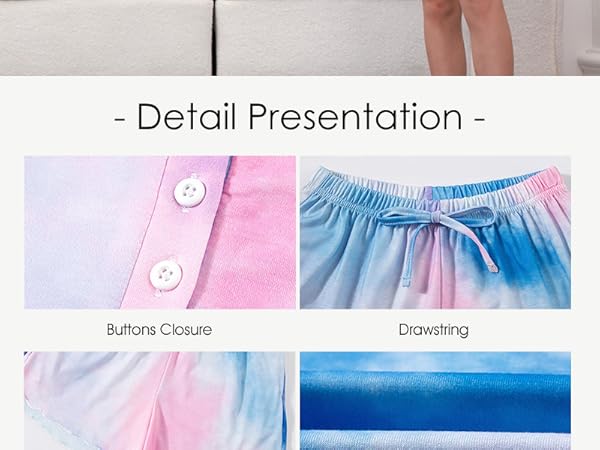 tween girl summer spring short sleeve tie dye ruffled button outfit sets pockets clothes two piece 