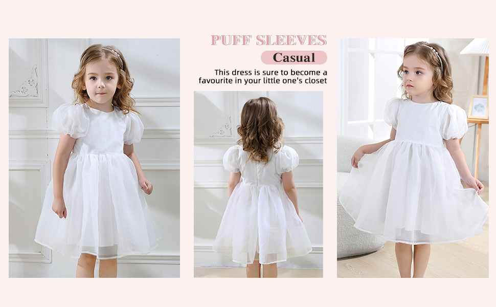 baby Summer Tulle Wedding dress are short Puff Sleeve, scoop neck