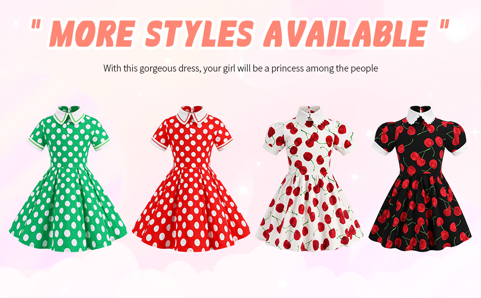 Kids Girls Vintage Polka Dot 50''s Girls Dress