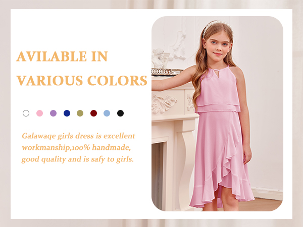 Girls A-Line Halter Neck Chiffon Junior Bridesmaid Dresses