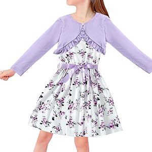 sleeveless strap & ruffle cardigan for girls dress