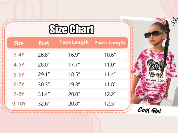 Girls Clothes Cool Girl Tie Dye Short Sleeve Tops Shorts Kids Clothes Girls Summer T-shirt Outfits