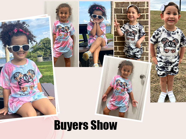 Girls Clothes Cool Girl Tie Dye Short Sleeve Tops Shorts Kids Clothes Girls Summer T-shirt Outfits