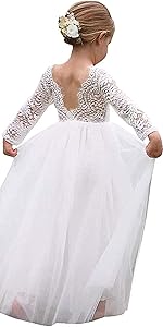 Girl White Toddler Full-Length Straight Tulle Tutu Lace Back Party Flower Girl Dress