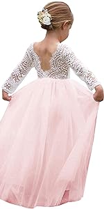 Girl Toddler Pink Full-Length Straight Tulle Tutu Lace Back Party Flower Girl Dress