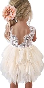 Topmaker Backless A-line Lace Back Flower Girl Dress